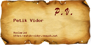 Petik Vidor névjegykártya